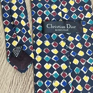 Vintage Christian Dior Colorful Mosaic Tie Classic‎ Business Work Necktie